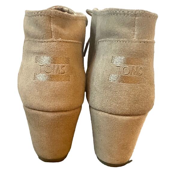 Toms Desert Taupe Suede Wedge Heel Lace Up Booties Size 8.5 - Picture 3 of 7